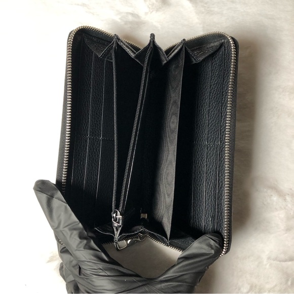 Gucci Logo GG Black Leather Zip Around Wallet w/DustBag,No Box - Picture 11 of 16
